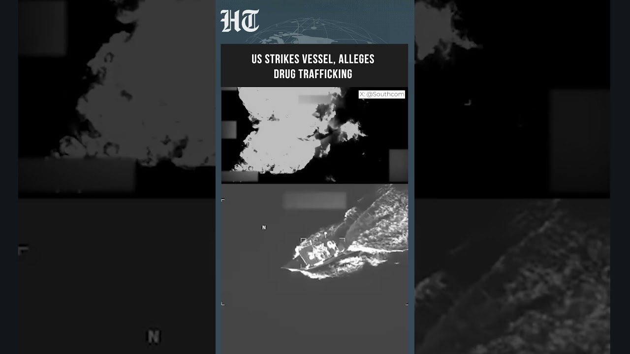 Военные США опубликовали видео удара по судну, подозреваемому в перевозке наркотиков #Shorts