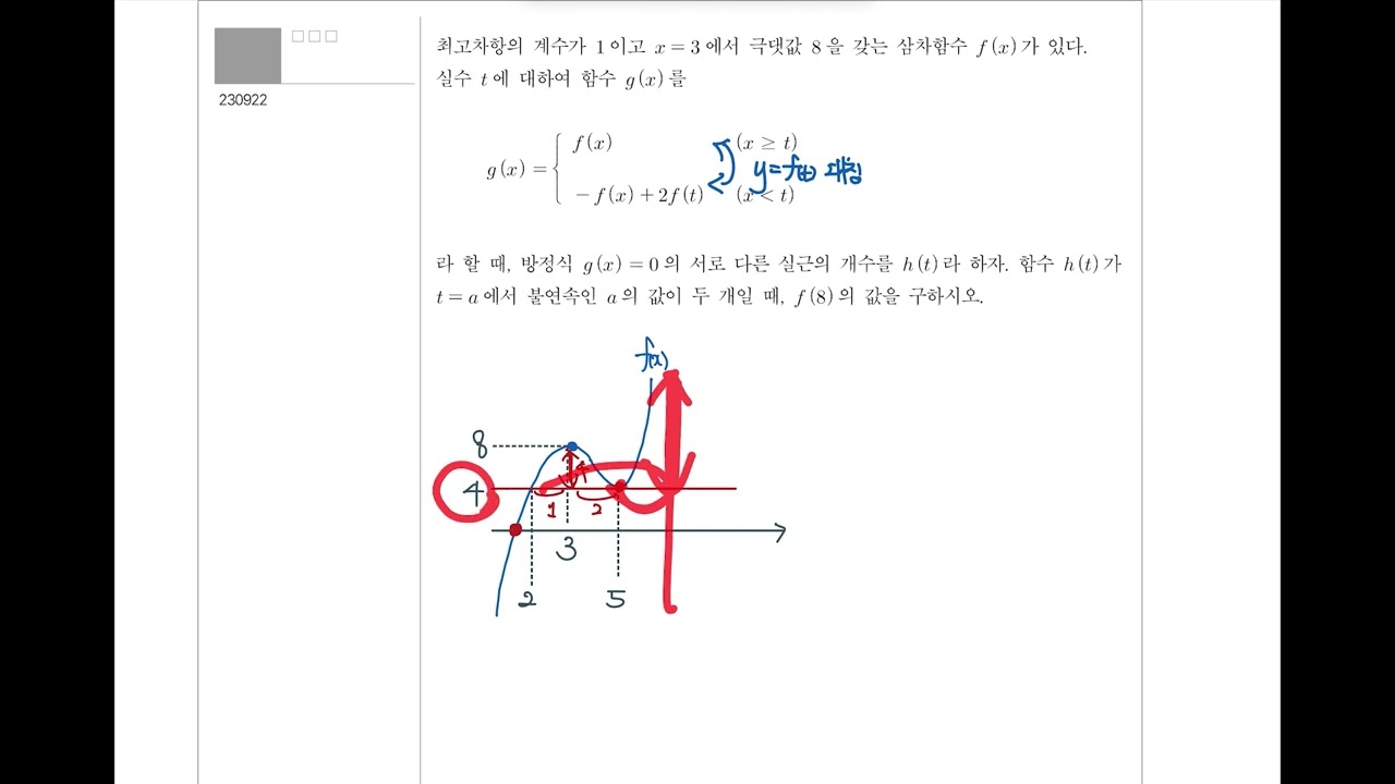 2023학년도 대학수학능력시험 9월 모의평가 수학 22번 해설