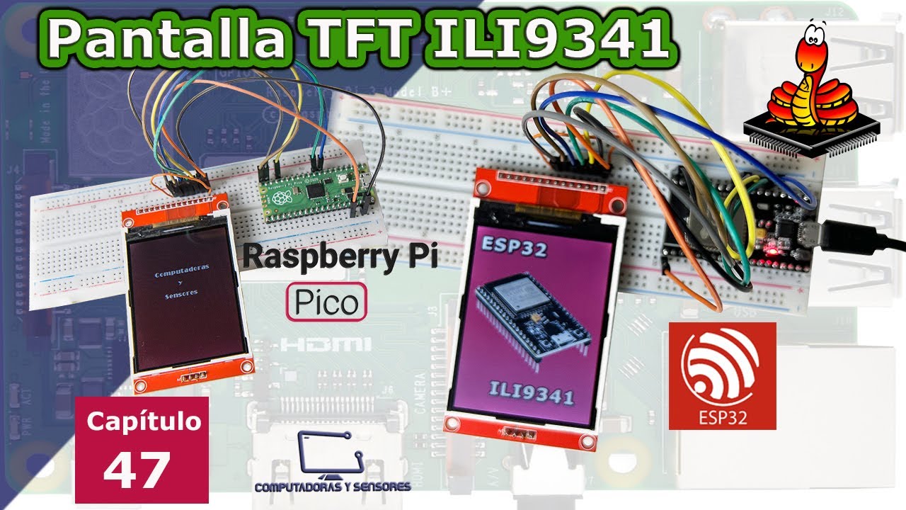 Pantalla TFT ILI9341 con Raspberry Pi Pico y ESP32 código en MicroPython