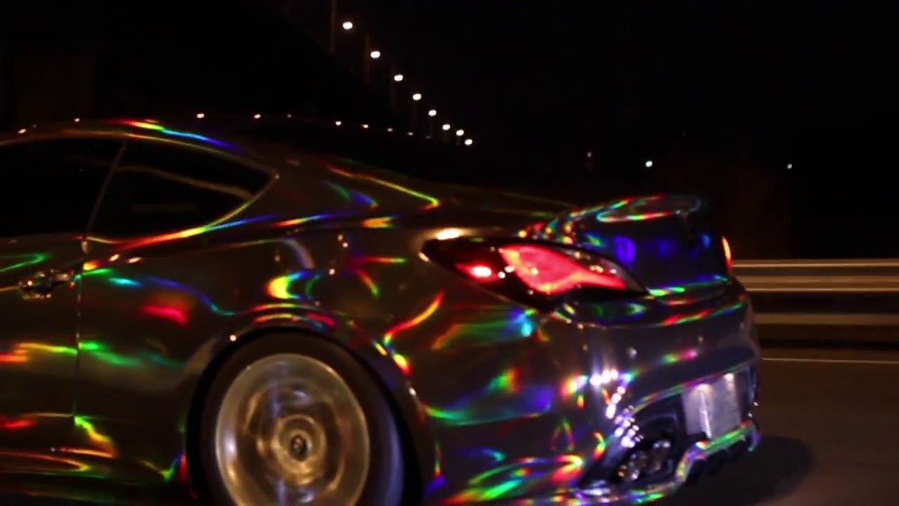 Black Holographic Chrome Wrapped Genesis Coupe
