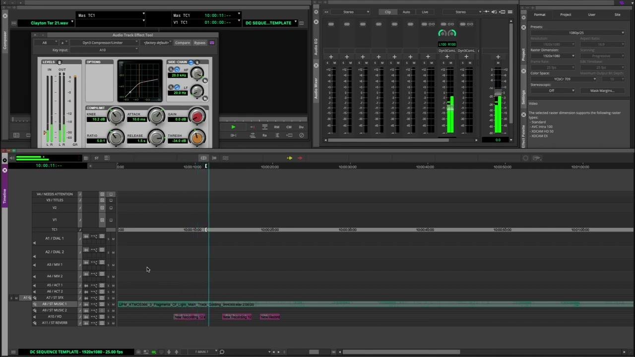 Avid Media Composer real-time audio ducking using sidechain compression. V2021, also works in V2018