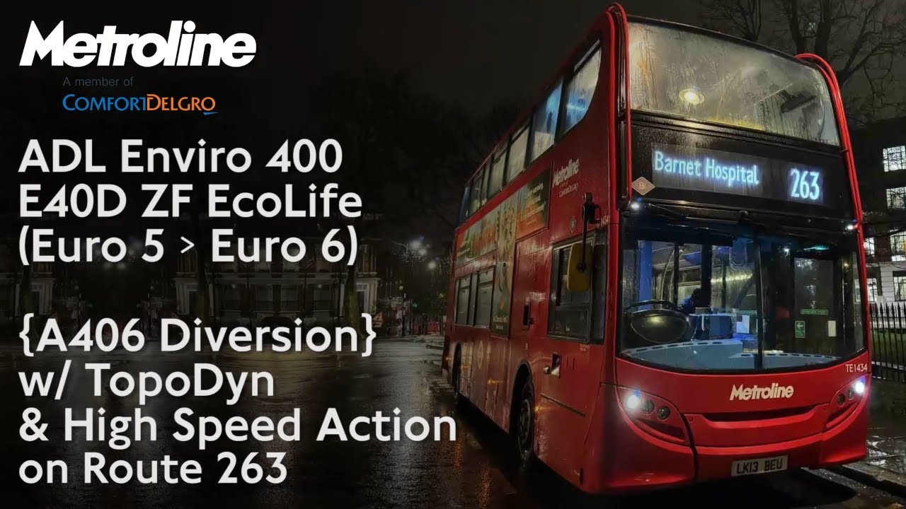 {A406 Diversion} Limp Metroline Enviro 400 ZF w/ TopoDyn & High Speed Action (~56mph) on Route 263