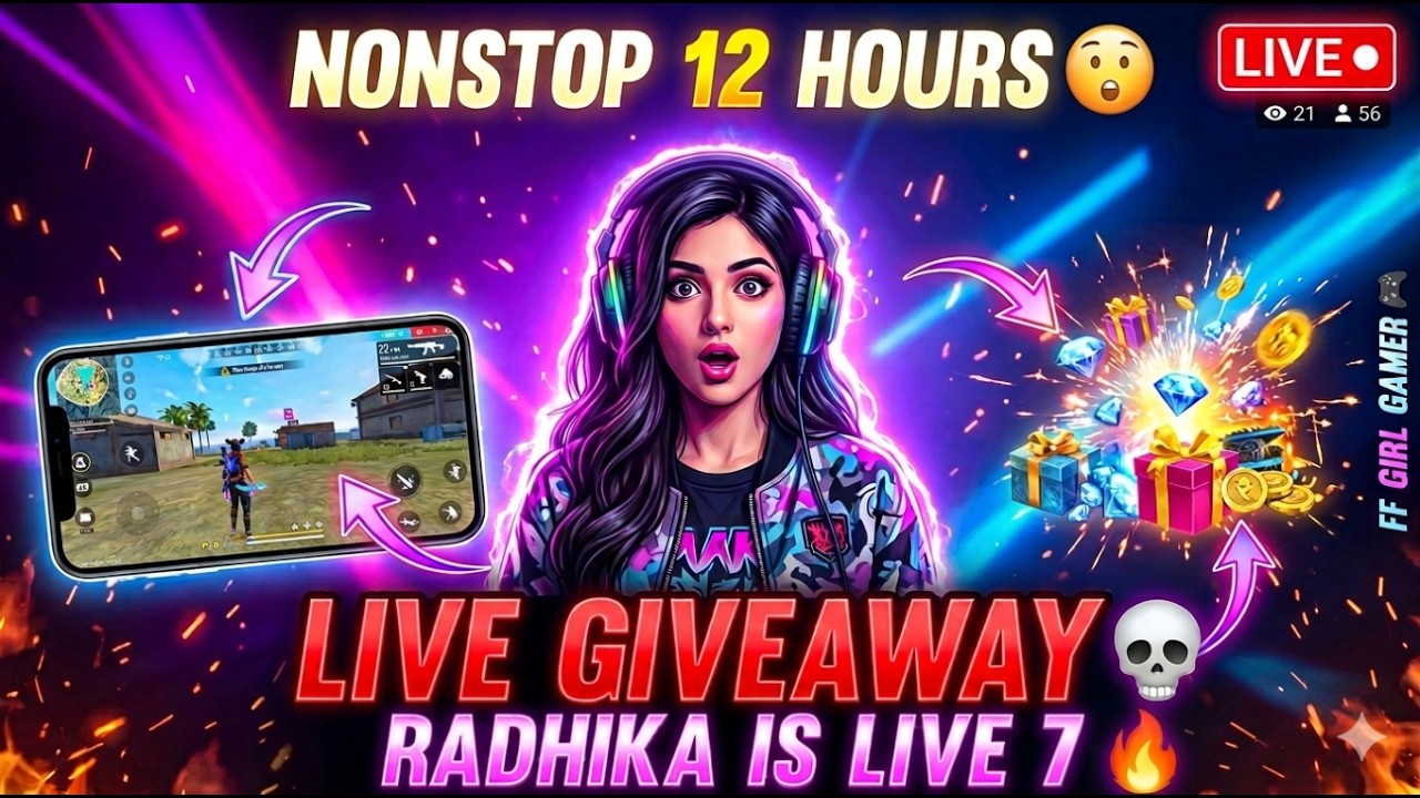 NONSTOP 12 HOURS😮GIVEAWAY💀FF LIVE GIVEAWAY FF LIVE FF GIRL GAMER LIVE FREE FIRE GIRL GAMER LIVE #ff