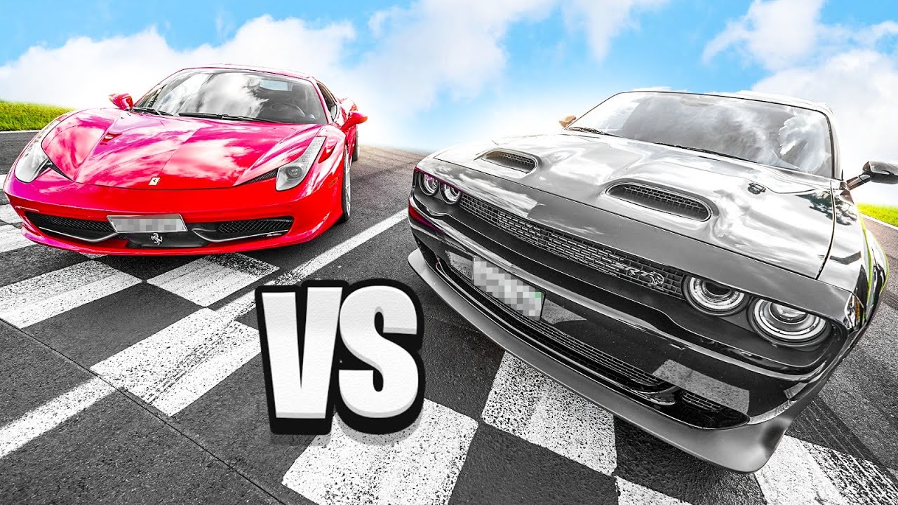 QUEM GANHA ESSE RACHA FERRARI 458 VS DODGE CHALLENGER