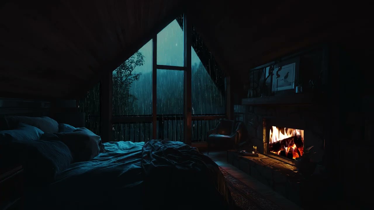 Soothing Rain in a Secret Cabin in Forest 🌧️ White Noise for Insomnia Relief