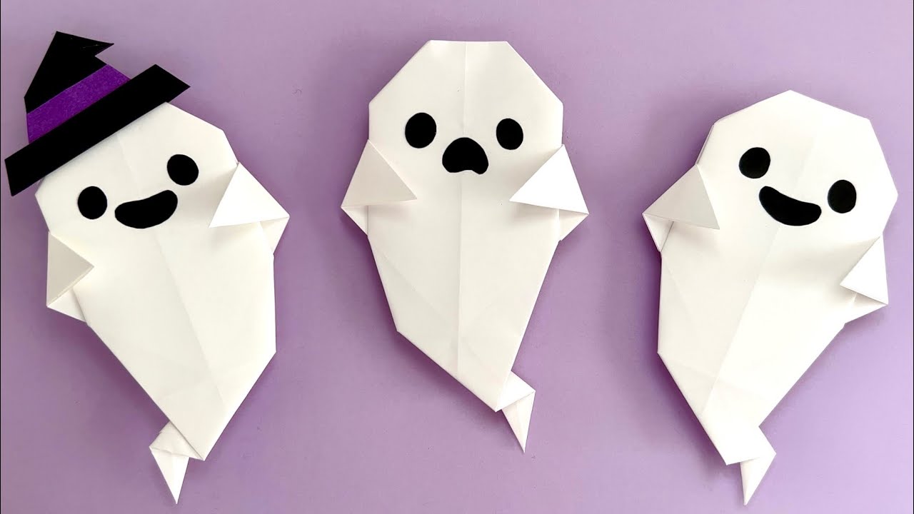 【ハロウィン折り紙】簡単 可愛い おばけ 折り方 【Halloween Origami】Easy Cute Ghost Paper Craft DIY Tutorial 종이접기 할로윈 유령