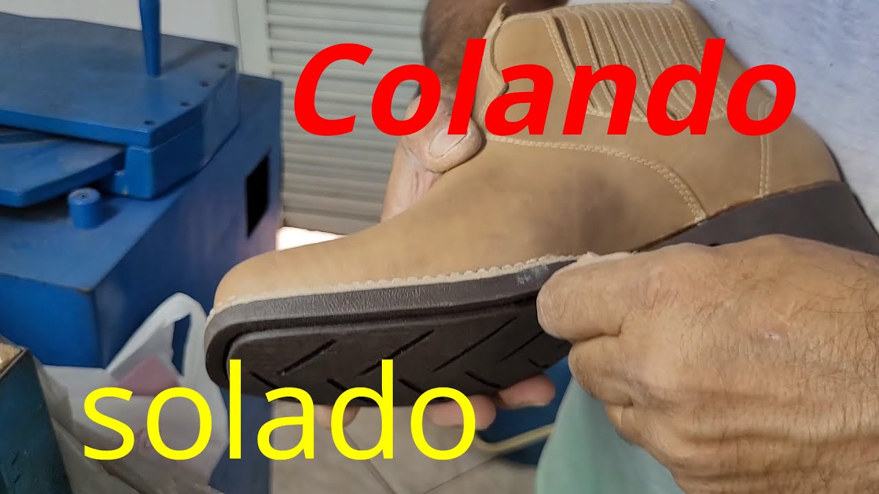 colando solado de botina