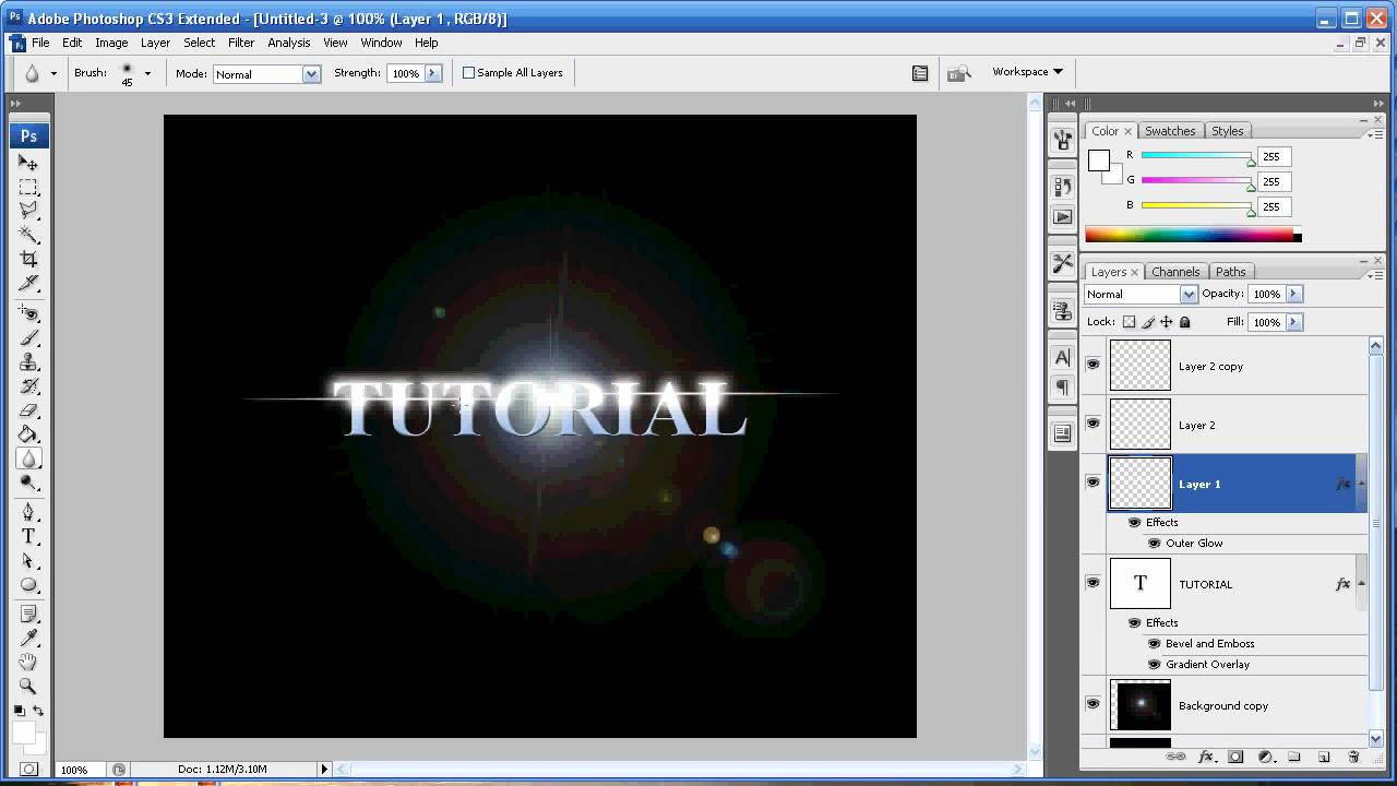 Photoshop Tutorial - Episode 20 - Text Effect Light Flare