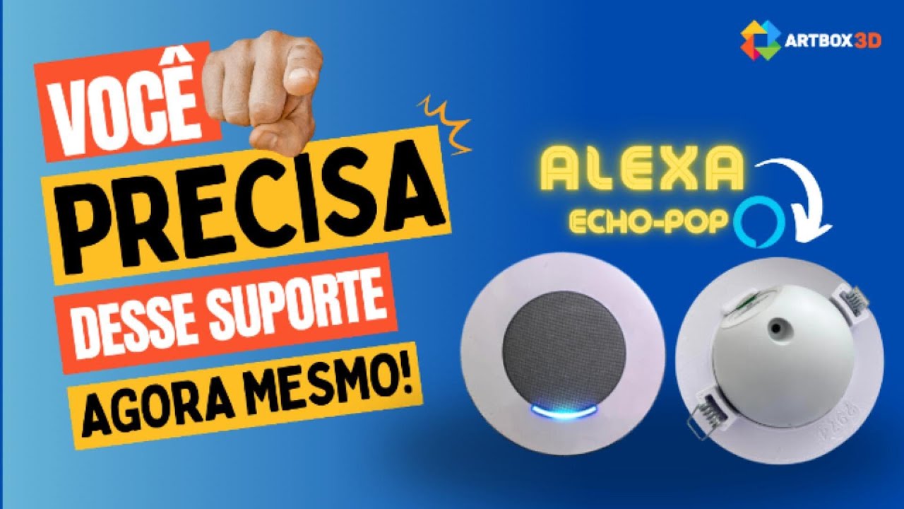 2974 - Suporte Embutir no Teto Alexa Echo Pop