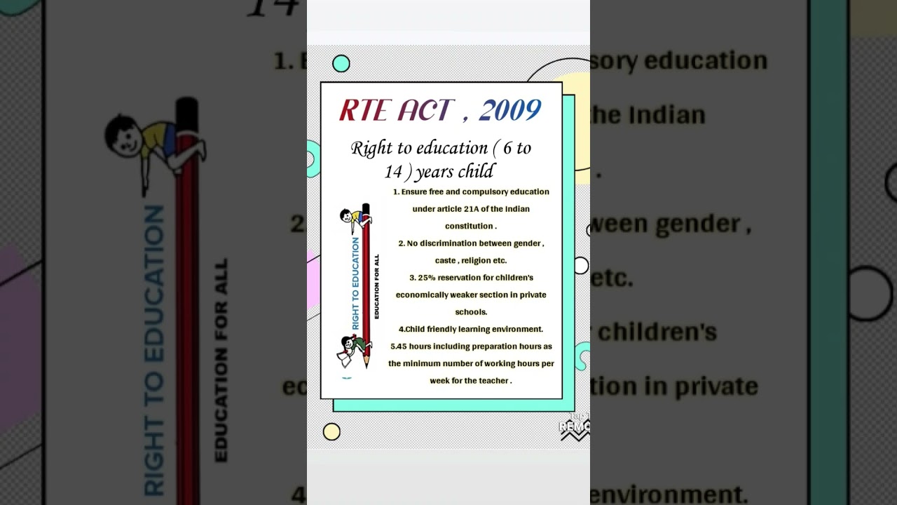 RTE ACT 2009 #CTET, #HTET#DSSSB  teaching exams