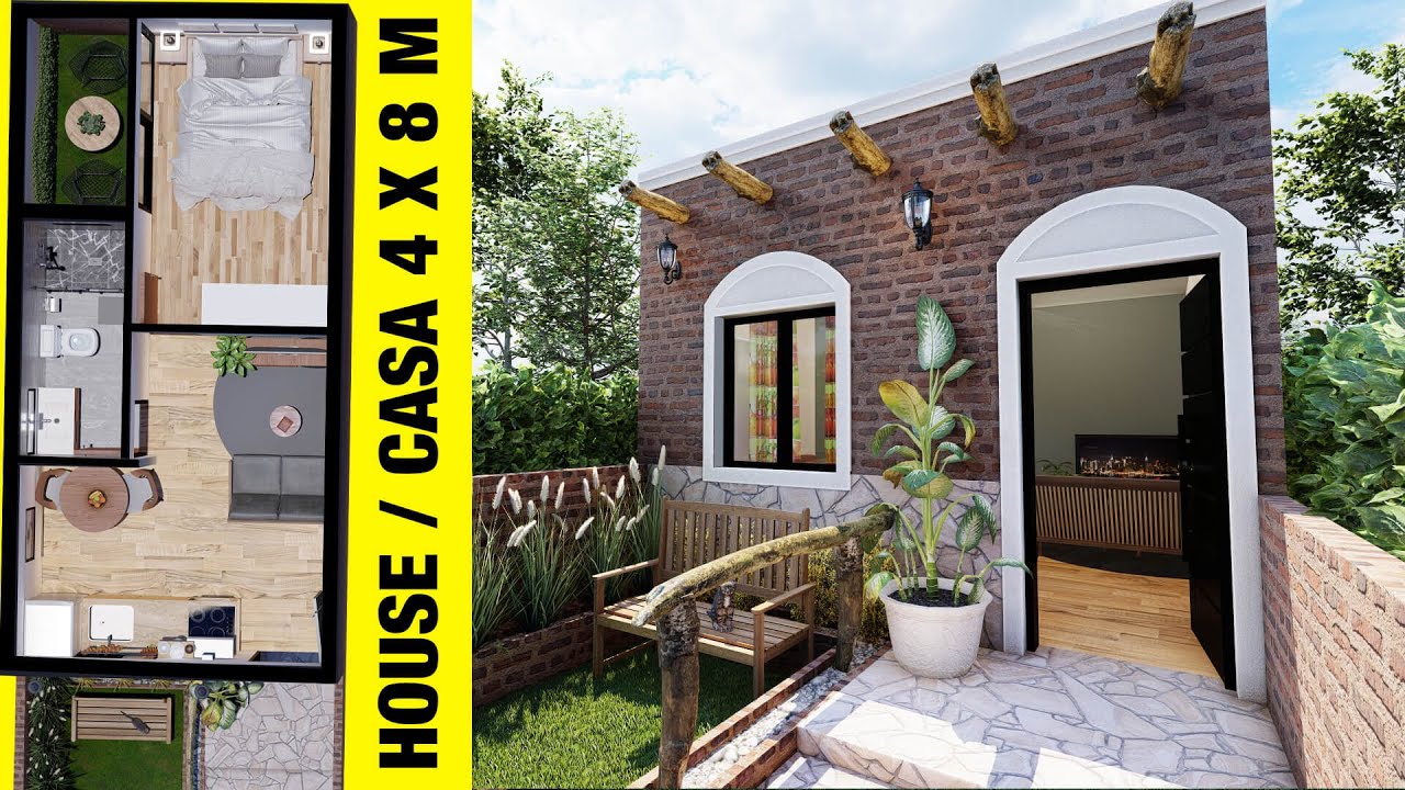 Small House Design 4 x 8 meters ( 32 sqm ) Casa - 32 m2