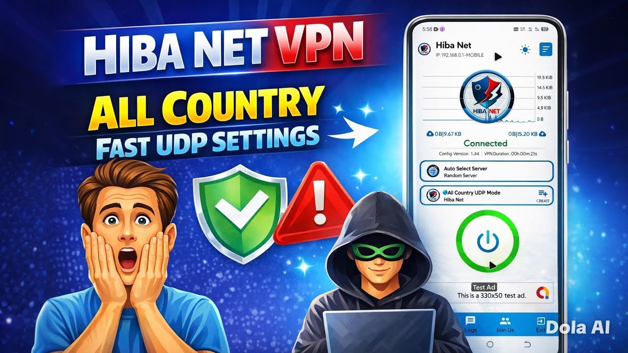 How to setup Hiba Net VPN with all country udp settings for fast and secure browsing 
