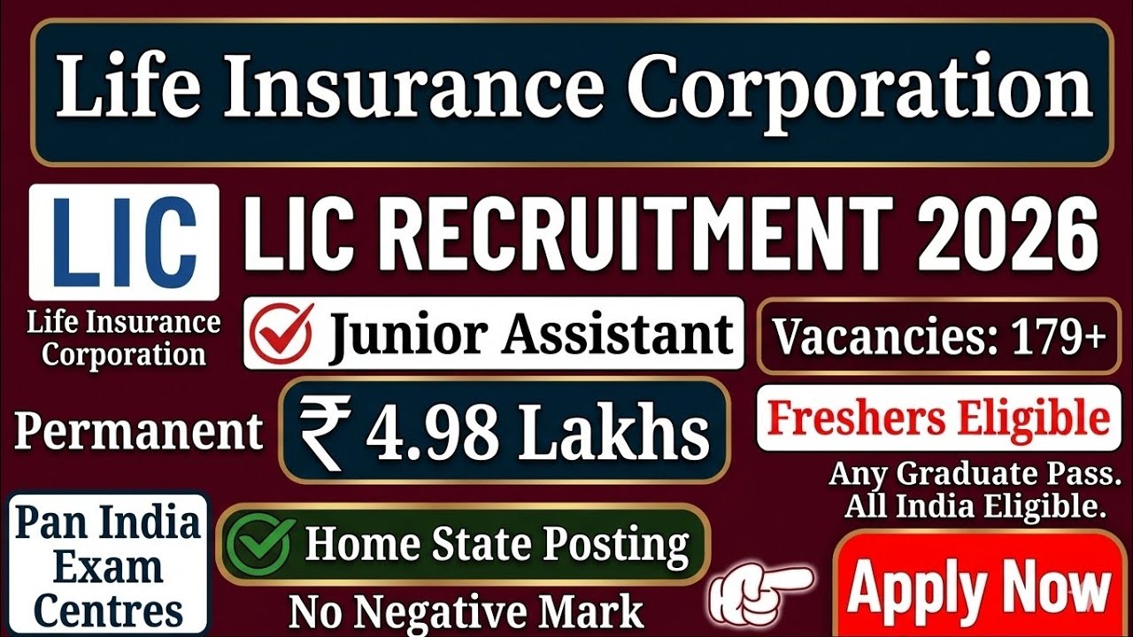 LIC Housing Finance Recruitment 2026 | LIC HFL | Junior Assistant 180 Posts | Fresher Apply #licjobs