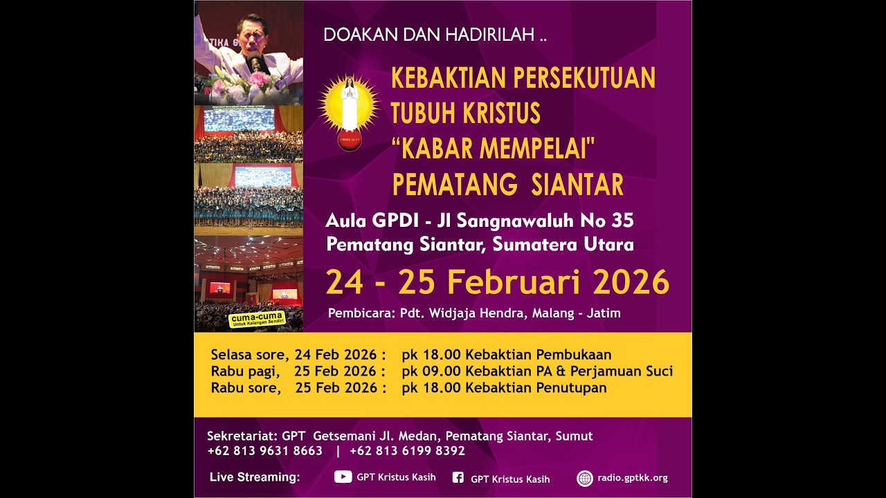 Ibadah Kunjungan I - Pematangsiantar | Pdt. Widjaja Hendra | Selasa 24 Februari 2026 | Ibadah Online