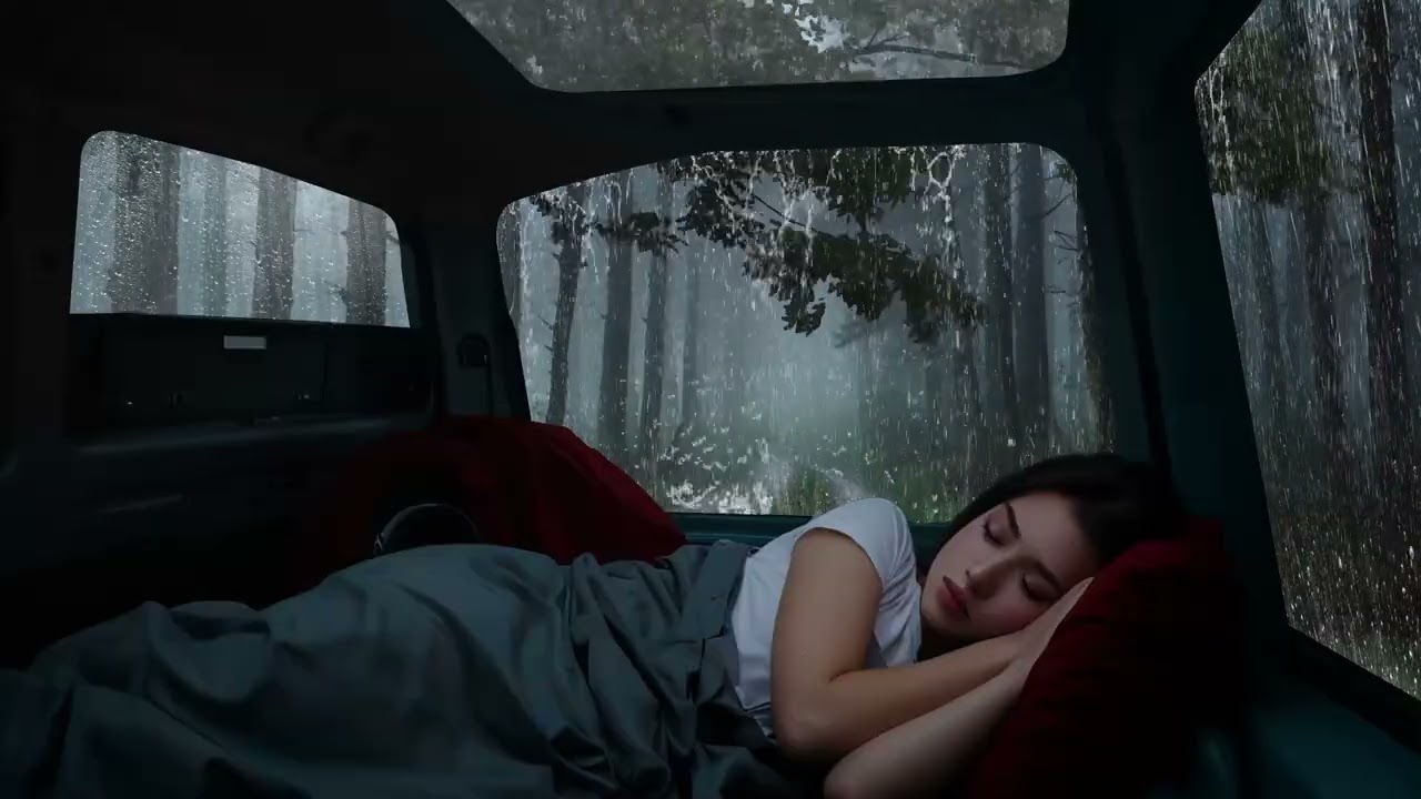Relaxing Through the Storm: Sleeping in a Camping Van - Rain sounds