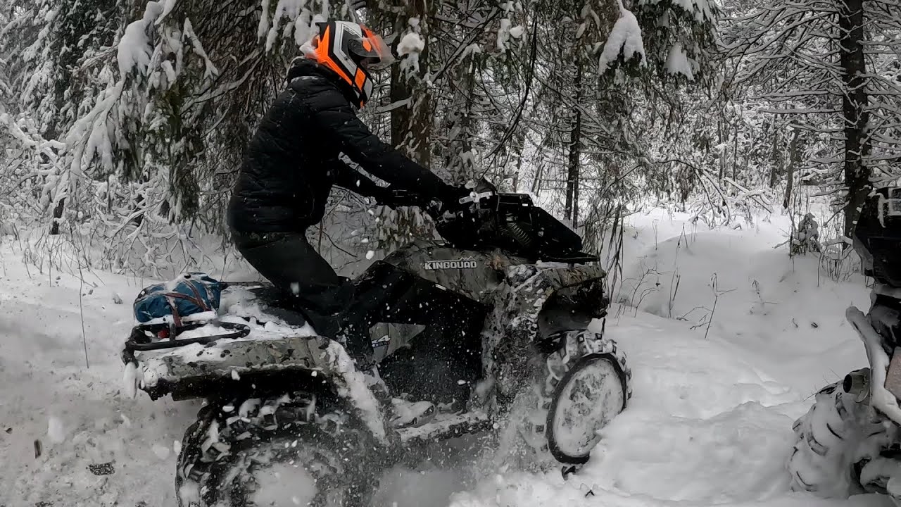 Suzuki Kingquad 750 пробный выезд в снег