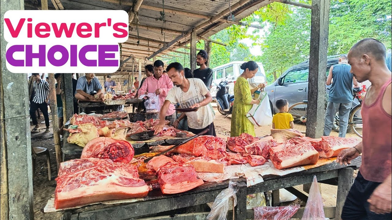 Assam Khatkhati Daily Pork Market ( Near Nagaland ) || Assam Pig Market | Thursday Market
