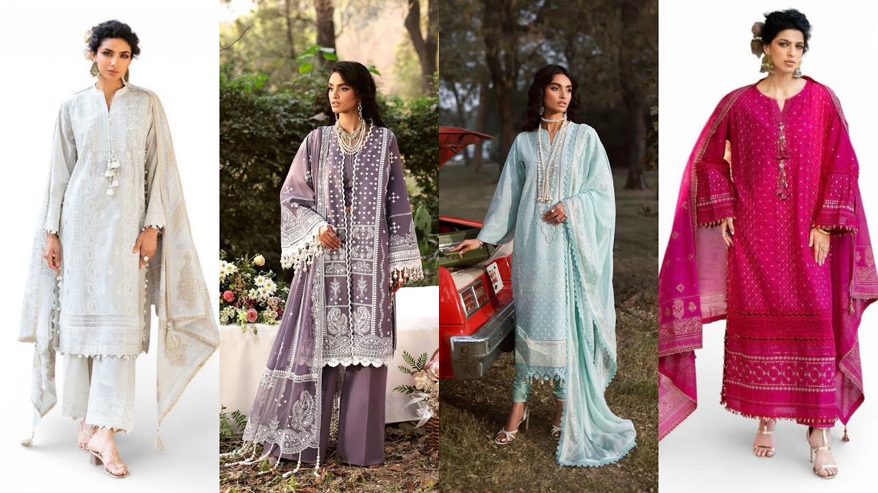 Ideas Gul Ahmed New Unstitched Luxury Lawn 26 | Gulahmed Eid Lawn | mirror work Branded Lawn suit 