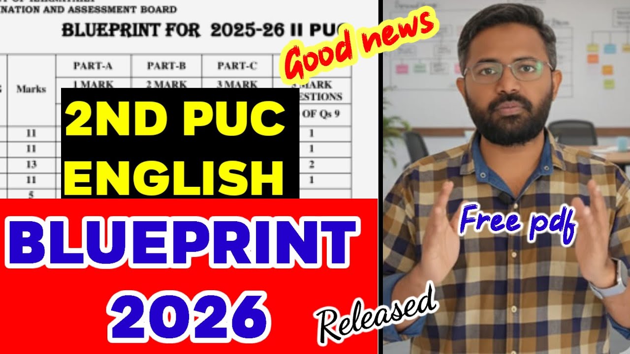 2nd PUC English Blueprint for Annual Exam 2026 Karnataka Board