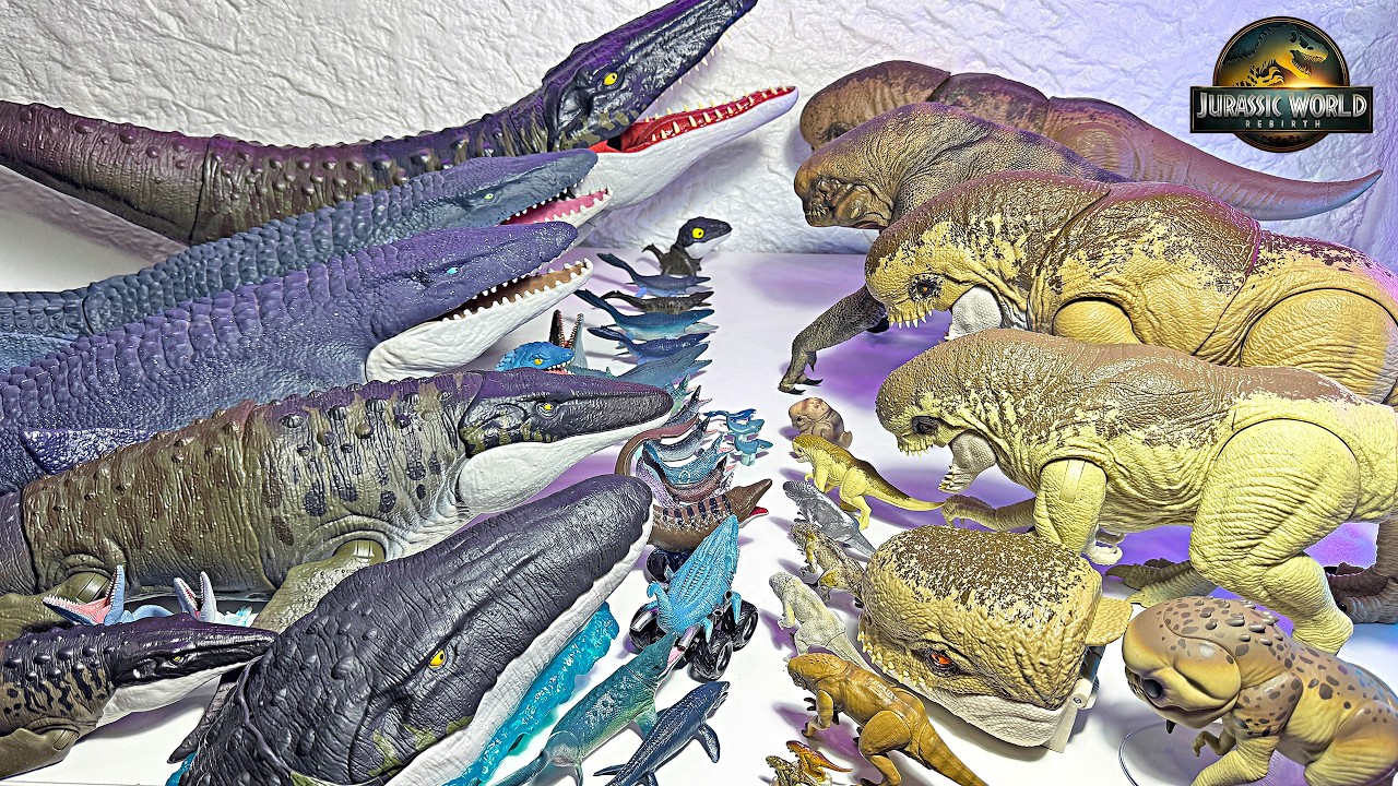 DISTORTUS REX vs MOSASAURUS! Jurassic World World Rebirth Dinosaur Toys Collection!