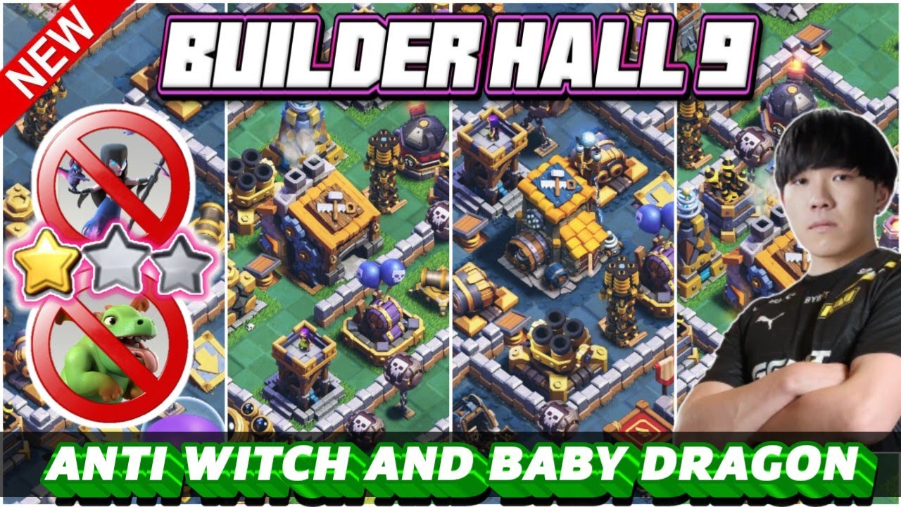TOP-10 BUILDER HALL 9 WITH LINK+REPLAY || BH9 ANTI WITCH /B.DRAGON /CANNON || BH9 ANTI 6 STAR BASE