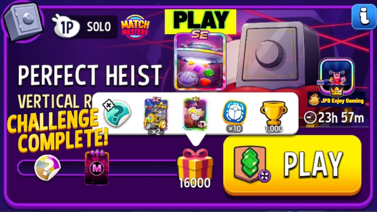 Vertical Rush+Super Sized Solo Challenge Perfect Heist/16000 Score/Match Masters