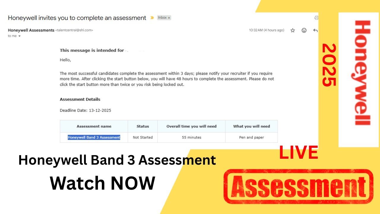 Honeywell Live Assessment | Honeywell Band 3 Assessment