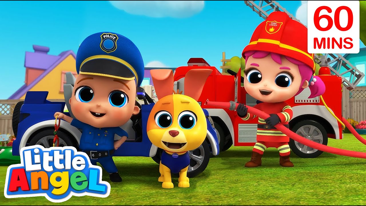 Community helpers : Policeman Song + MORE | Little Angel Kids Songs & Nursery Rhymes