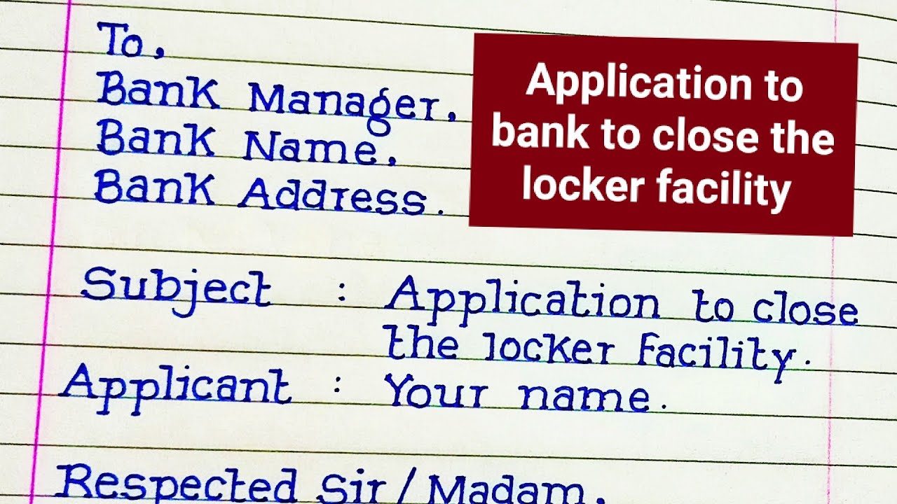 Application to close the locker facility In English || Locker facility closing application to bank