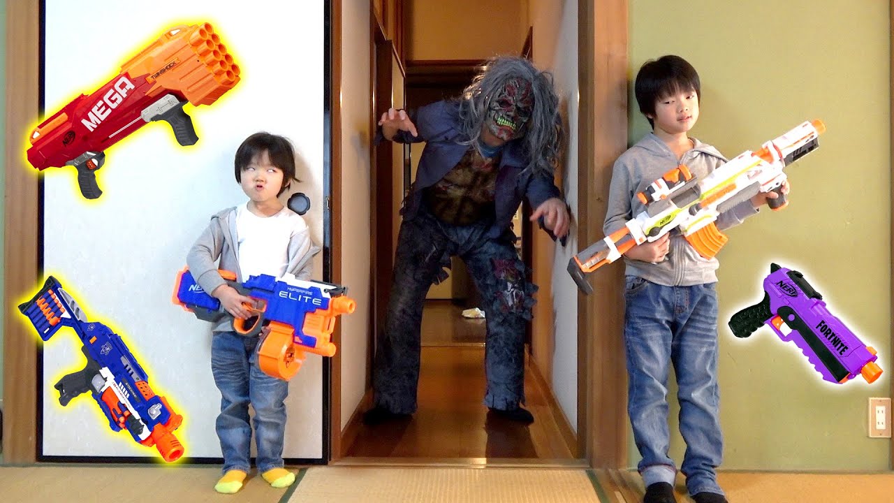 【寸劇】たすけて！鬼がお家にやってきた！おもちゃで退治するぞ！ナーフ Play with Toy NERF