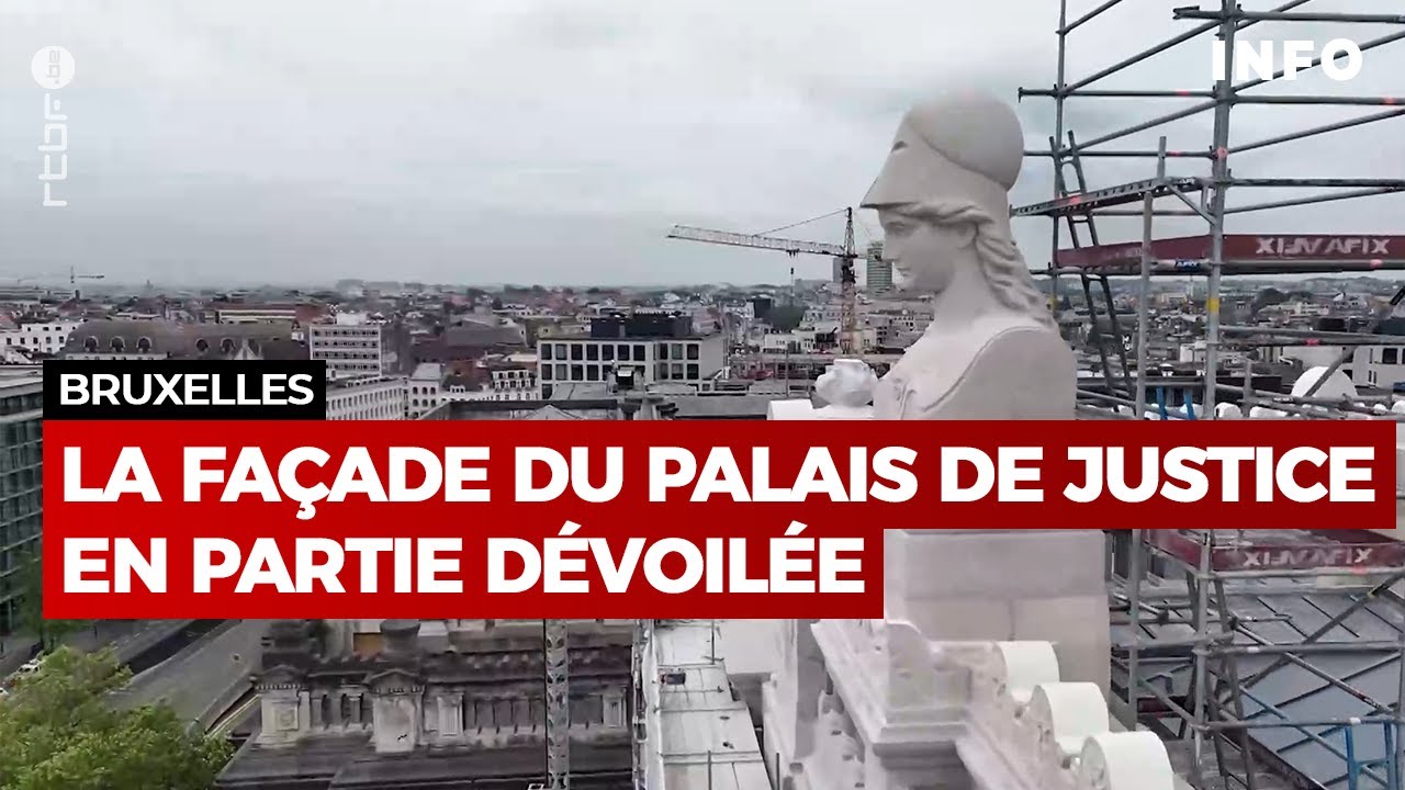 Palais de Justice de Bruxelles : la statue de la déesse Minerve dévoilée - RTBF Info