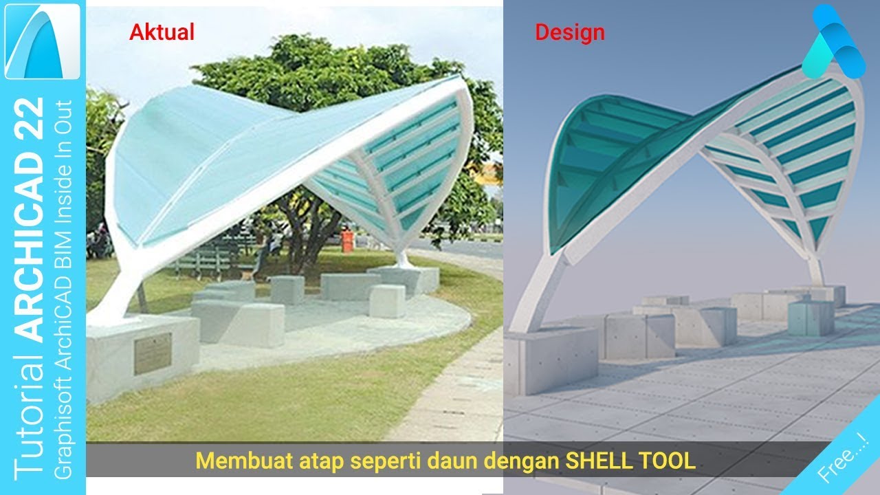 Create a leaf like roof with SHELL TOOL | Buat Atap Seperti Daun Dengan Shell