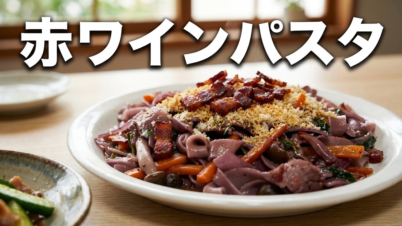 パンチェッタと赤ワインのパスタを作りました　2026 2 22  #料理 #簡単レシピ #自炊 ＃cooking ＃food #おうちごはん