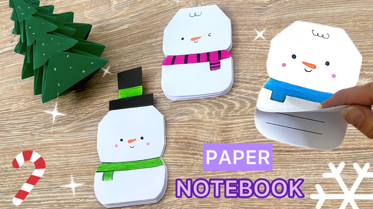Origami Snowman Cute Paper Notebook | New Year Crafts