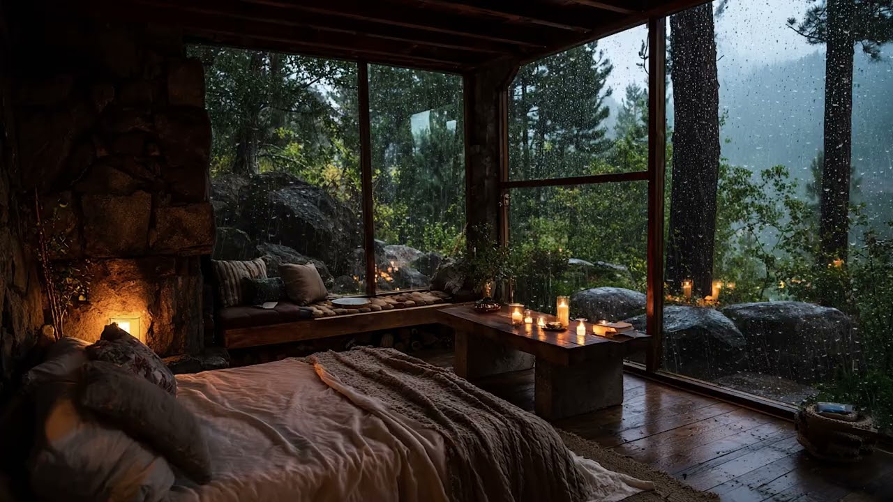 3 Hour Rainstorm and Soft Thunder Sounds for Peaceful Night and Deep Relaxation