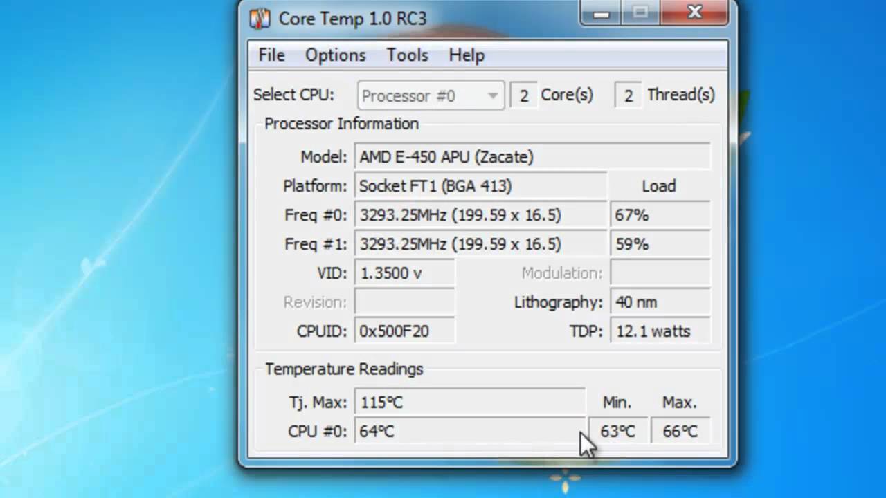 Windows 7 | Core Temp | Measure CPU Temperature
