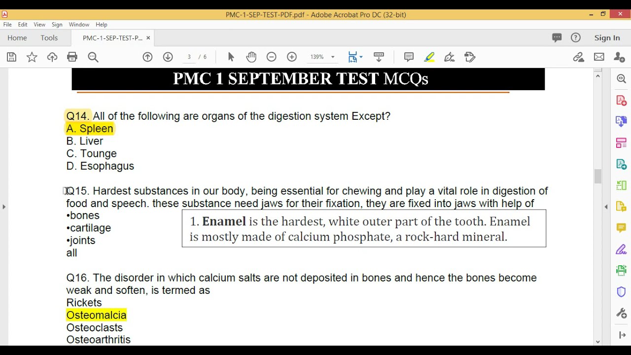 NMDCAT (Biology) Test 1 september 2021 | PMC 3rd test mcqs