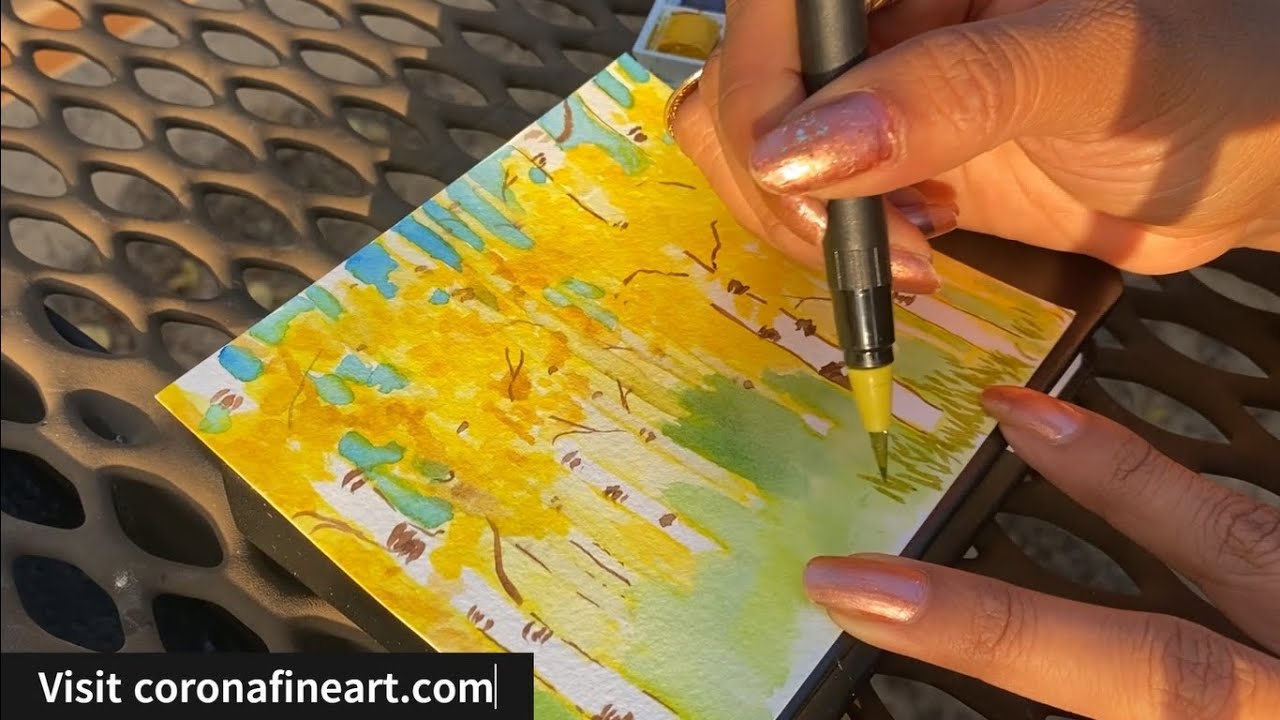Autumn Plein-Air Painting in Colorado, Yellow Aspen Meadow