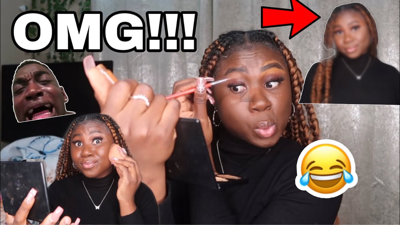 FULL FACE USING ONLY THE OPPOSITE HAND MAKEUP Challenge *disaster*!
