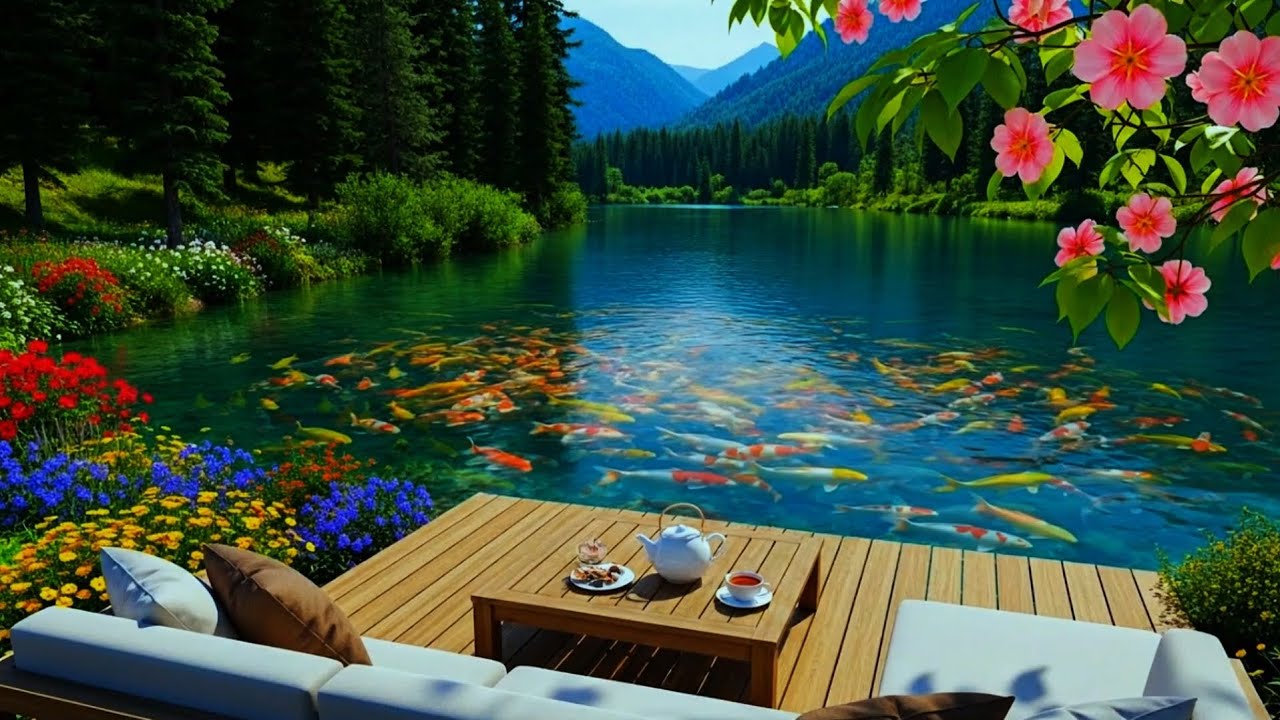 3 Hours Peaceful Lake Morning ☕ Soft Music for Relaxation & Stress Relief
