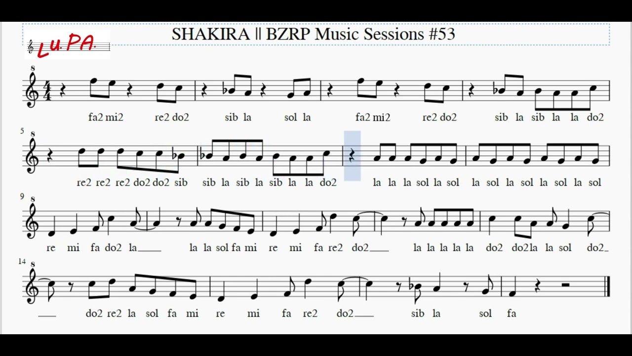 SHAKIRA  BZRP Music Sessions #53 - Flauto - Note - Spartito - Karaoke - Instrumental