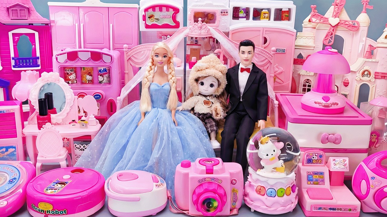 13 Minutes Satisfying with Unboxing Barbie Family, Bedroom, Dressing table, Cleaning Review ASMR