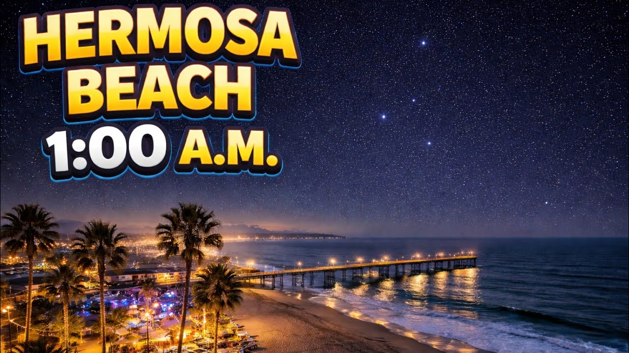 1am Hermosa Beach Ambient ASMR Stargazing/ 1 hour relaxation Beach Waves and ocean sounds