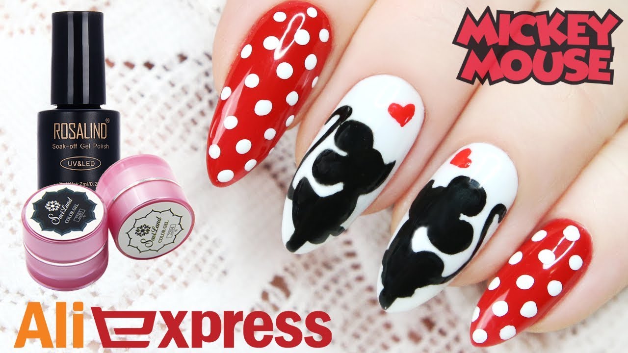 Walentynkowe paznokcie Mickey Mouse * hybrydy Rosalind z Aliexpress * Valentines Nails * Candymona