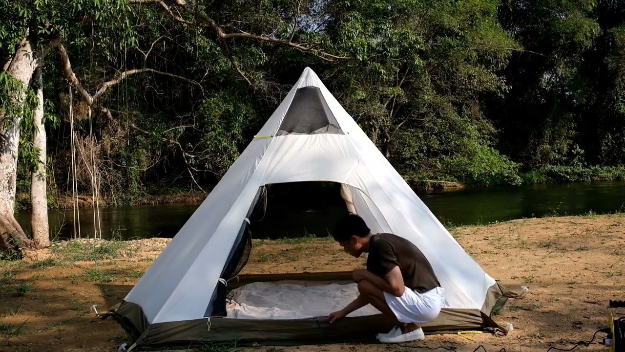 Solo Camper : coleman x-cursion tepee 325 with bestway 5 ft. at petchaburi, thailand
