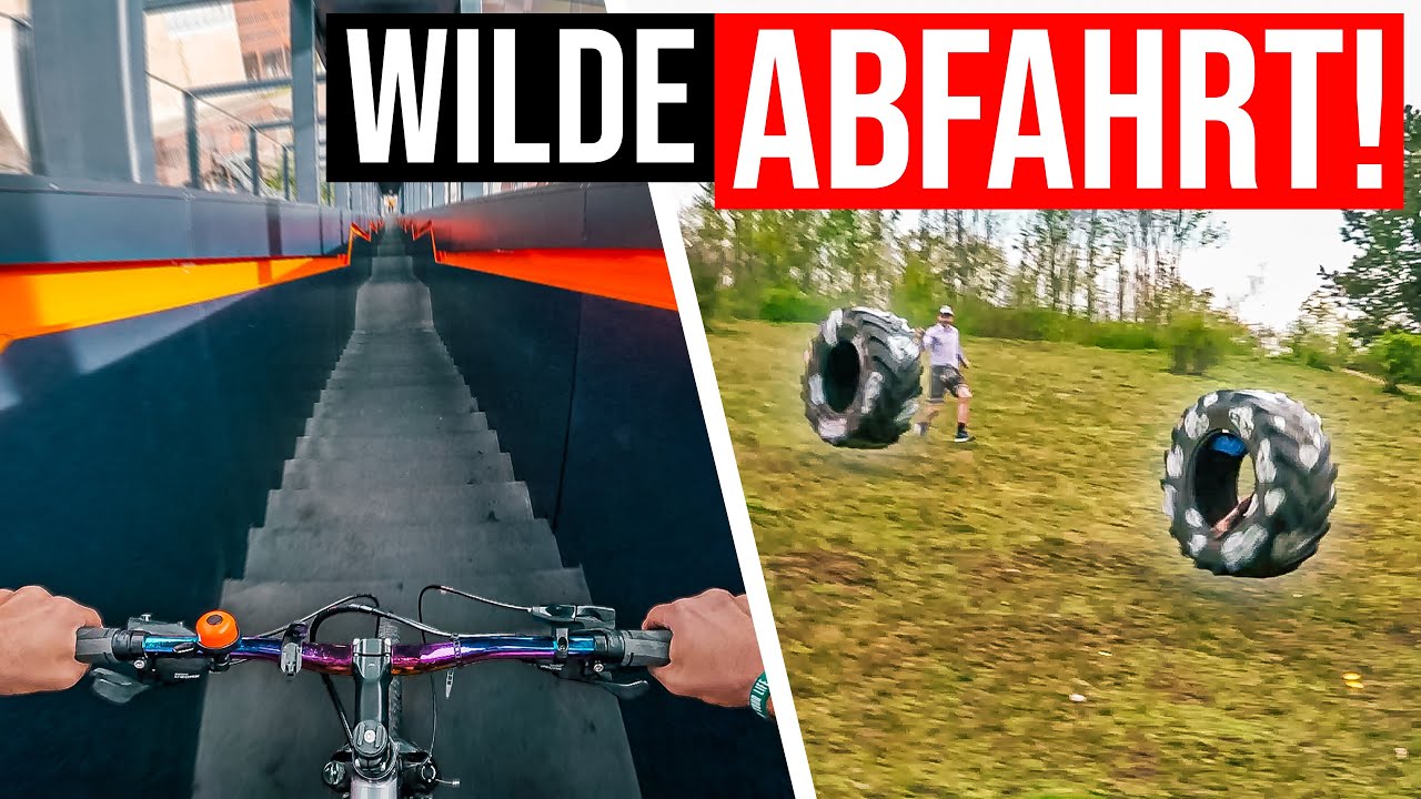 Im TRAKTOR-REIFEN den Berg RUNTER ROLLEN?! & XXL TREPPE mit FAHRRAD fahren! | Project NextGen