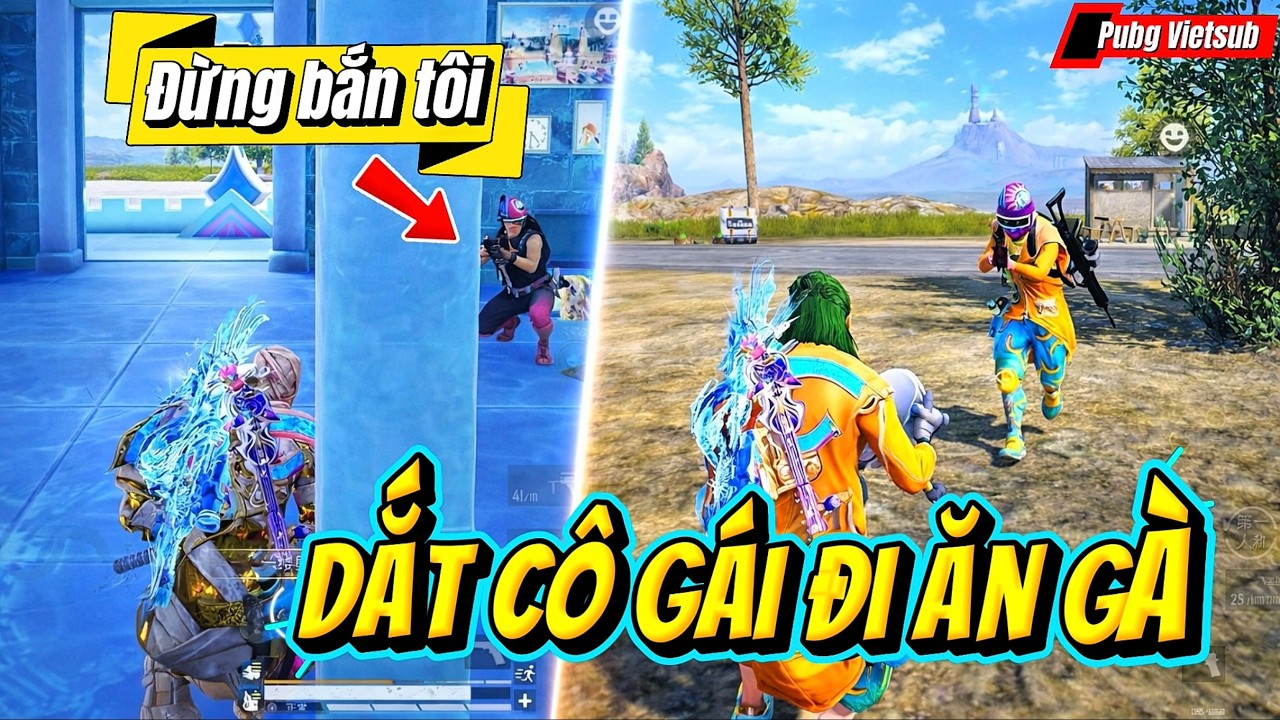 Pubg Mobile | Cô gái dễ thương được anh trai dắt đi ăn gà.