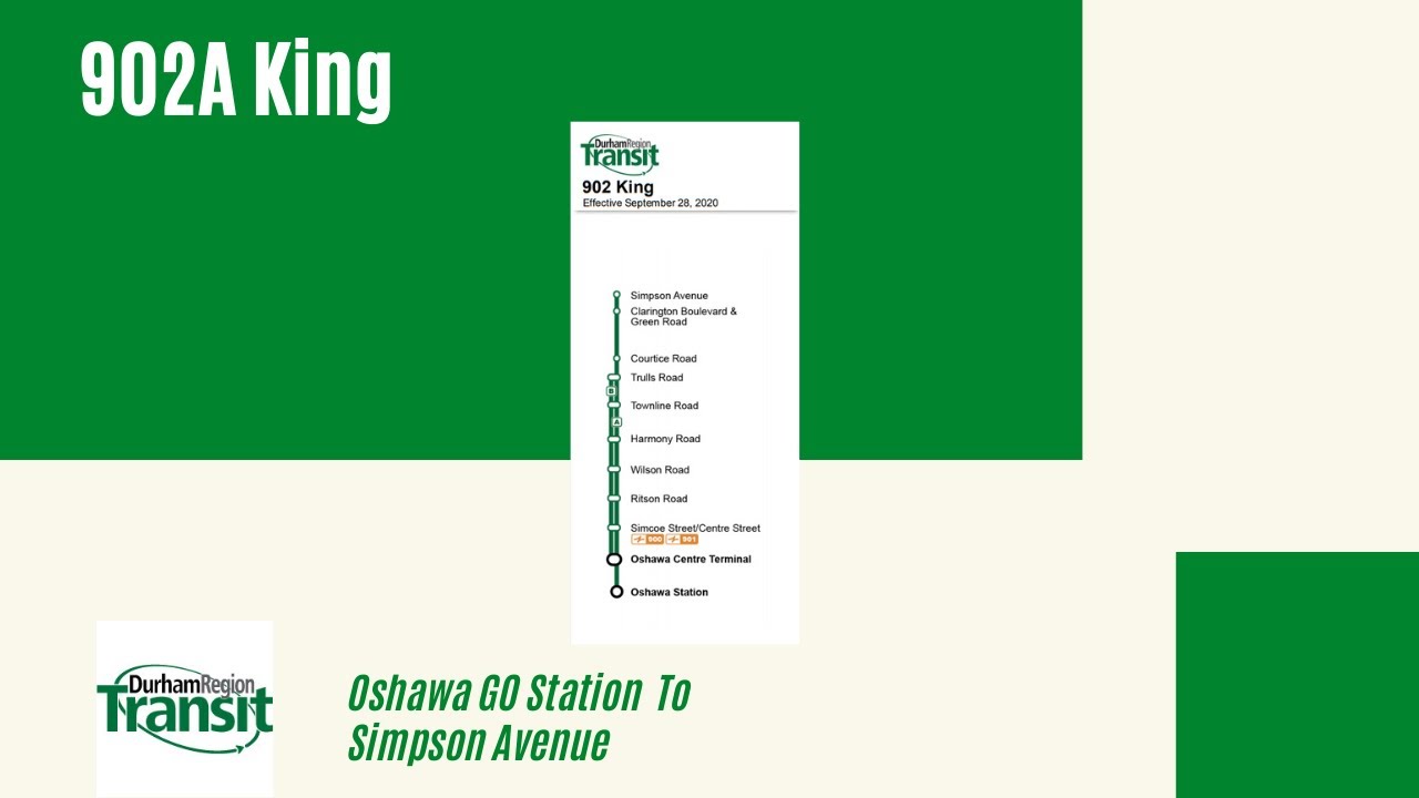 Durham Region Transit Route 902A - Oshawa GO Station To Simpson Avenue - Full Route