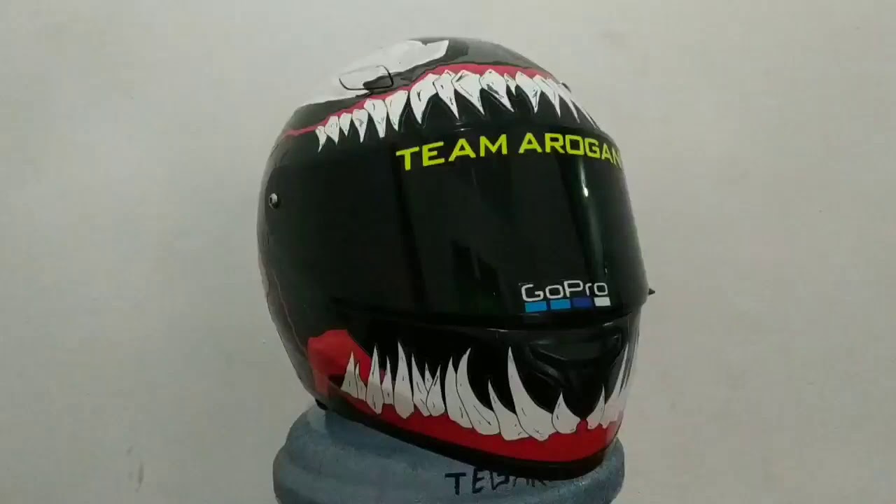Modifikasi helm yamaha menjadi helm ala HJC venom