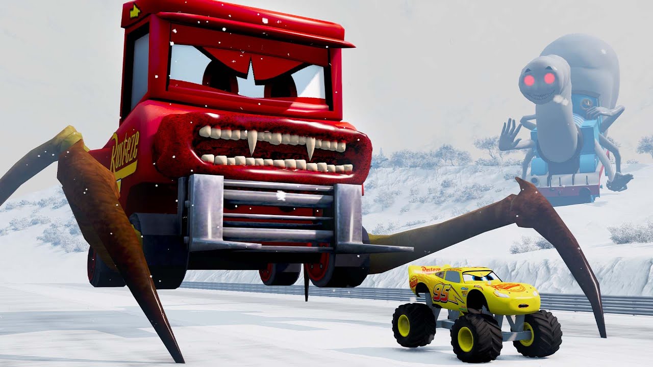 Epic escape from The Lightning McQueen Eater, Chuck Eater, Fire Engine Eater |BeamNG.Drive